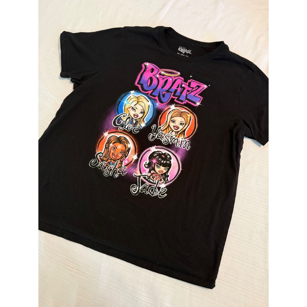Bratz Graphic‎ T-Shirt Black XXL Cloe Yasmin Sasha Jade Y2K Retro Tee